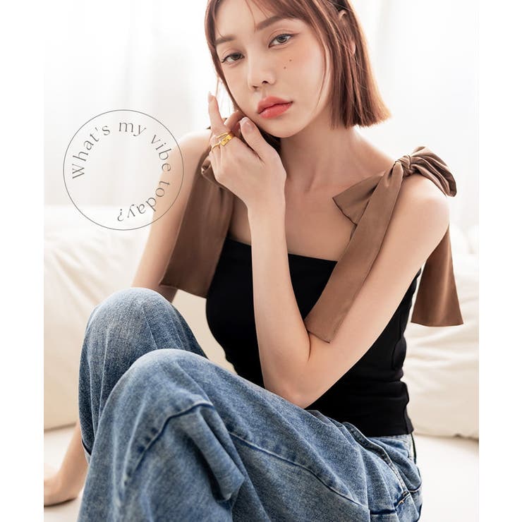 肩リボンカップ付きトップス《BRAmone Fashion Glamorous》 | tu-hacci  | 詳細画像14 