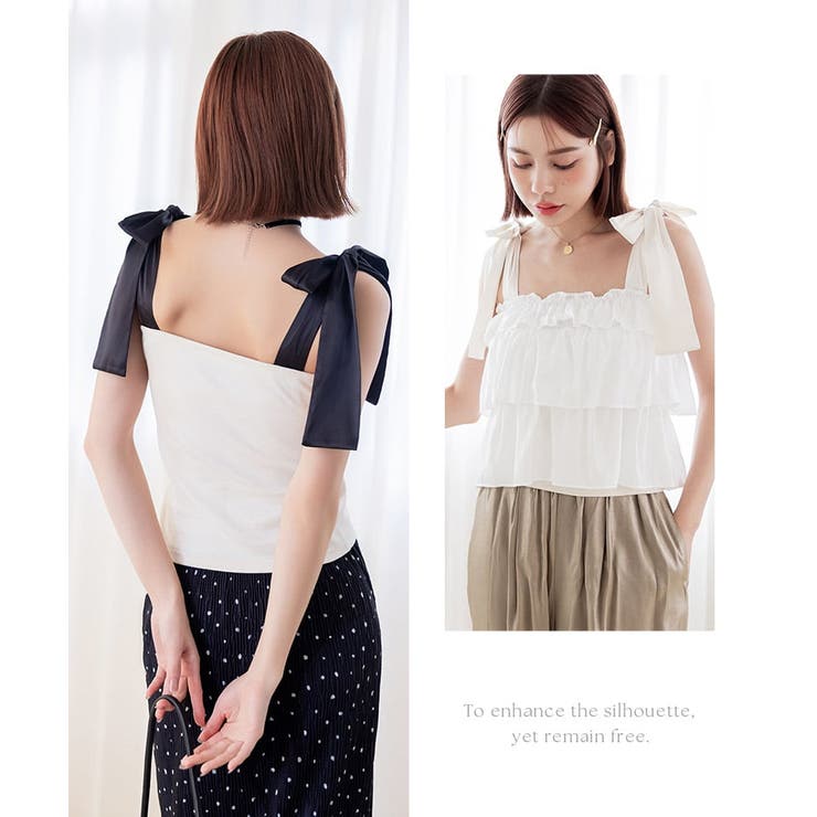 肩リボンカップ付きトップス《BRAmone Fashion Glamorous》 | tu-hacci  | 詳細画像16 