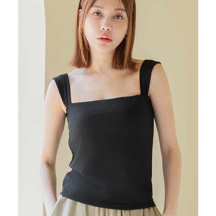 ブラック | スクエアネックリブブラトップ《BRAmone Fashion Glamorous… | tu-hacci 