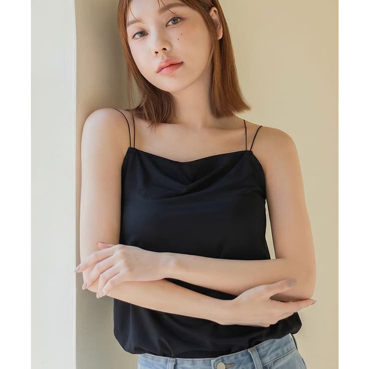 ブラック | 細ストラップ ブラトップ《BRAmone Fashion Glamorous》 | tu-hacci 