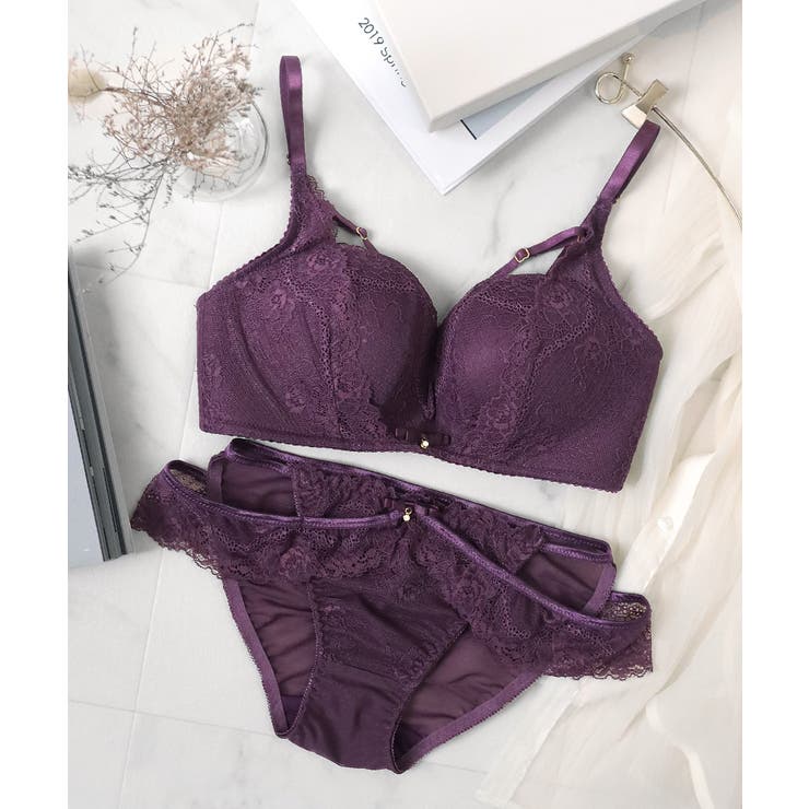 ②-100★イエローH65、TバックM♡ブラジャー&ショーツセット✨ セクシーローズエンブロイダリーブラジャー&Tバックショーツの
