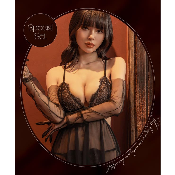 シャルムチュールベビードール＆サイドリボンTバックショーツ＆レースチョーカー | tu-hacci  | 詳細画像3 