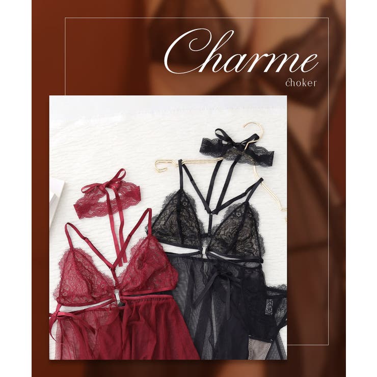 シャルムチュールベビードール＆サイドリボンTバックショーツ＆レースチョーカー | tu-hacci  | 詳細画像9 