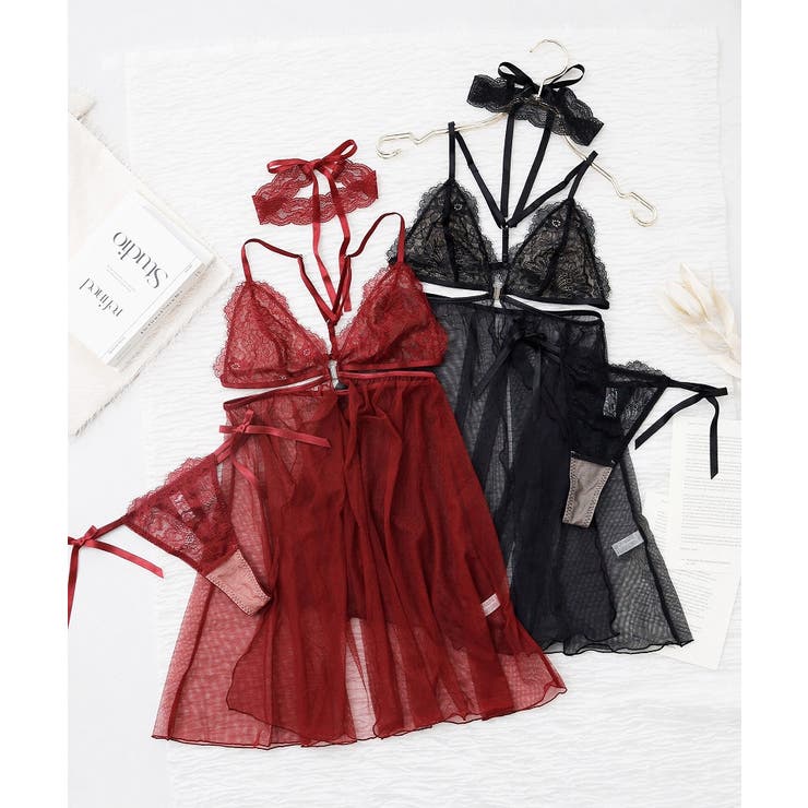 シャルムチュールベビードール＆サイドリボンTバックショーツ＆レースチョーカー | tu-hacci  | 詳細画像16 