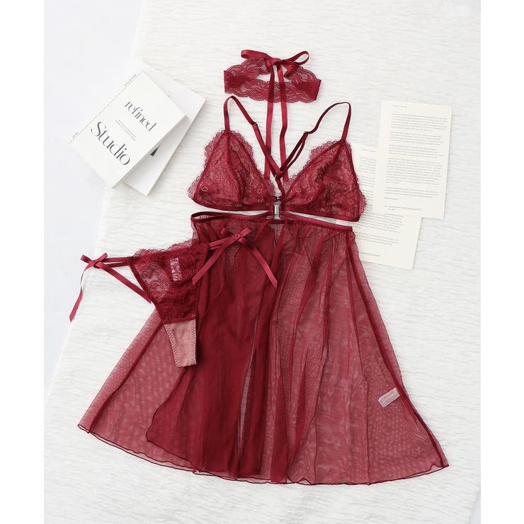 シャルムチュールベビードール＆サイドリボンTバックショーツ＆レースチョーカー | tu-hacci  | 詳細画像18 