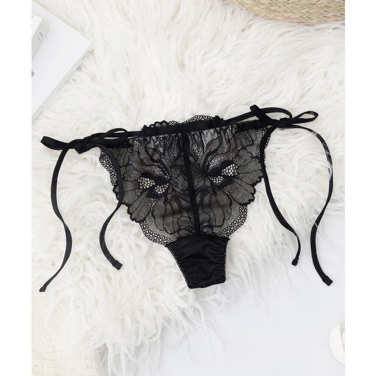 ピオニーレースTバックショーツ ブラック アッシュブラウン | tu-hacci  | 詳細画像7 