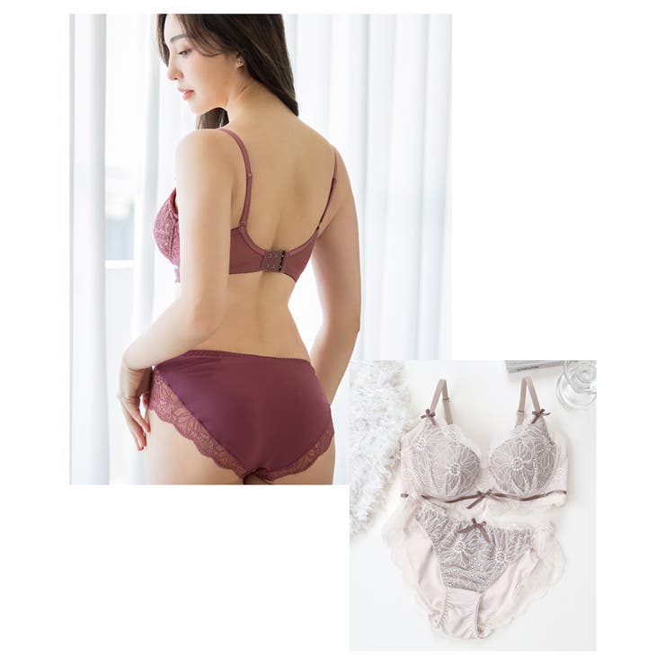 vivanteダリアレースブラ&ショーツ 補正ブラに見えない脇肉撃退ブラ モカ | tu-hacci  | 詳細画像9 