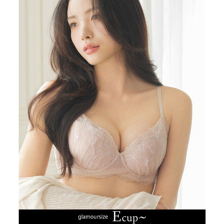 ピンクベージュ | 《BraJelly》フリリアレースブラ【グラマーサイズ】 | tu-hacci 