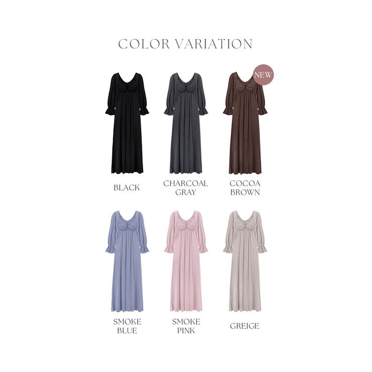 《ラクシアスリープ》ナイトブラワンピース 長袖マキシ丈 ナイトブラ一体型 | tu-hacci  | 詳細画像12 