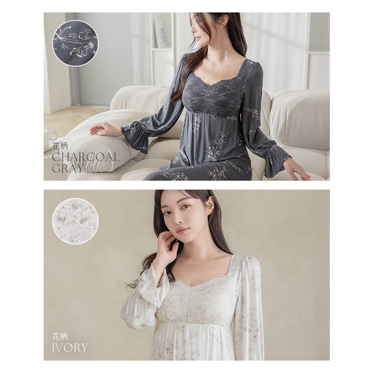 ナイトブラワンピース 長袖マキシ丈 花柄 | tu-hacci  | 詳細画像25 