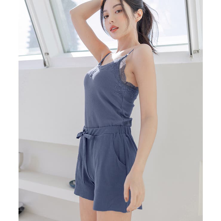 ルームウェア ショートパンツリブレースキャミソールお揃い