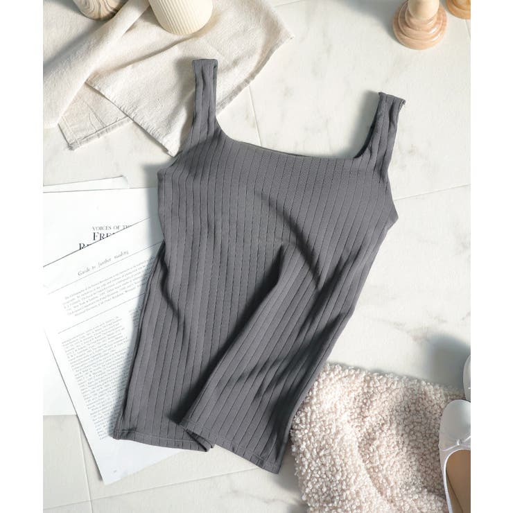 チャコールグレー(小さめサイズ) | ナチュラルに盛れる！ブラトップ カップ付き タンクトップ | tu-hacci 