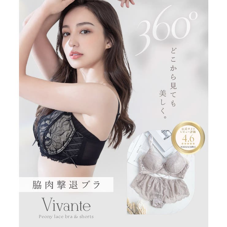 vivanteピオニーレースブラ 補正ブラに見えない脇肉撃退ブラ