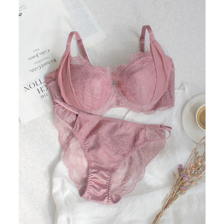 スモークピンク | vivante ブロッサムレースブラ&ショーツ ナチュラルに整える | tu-hacci 