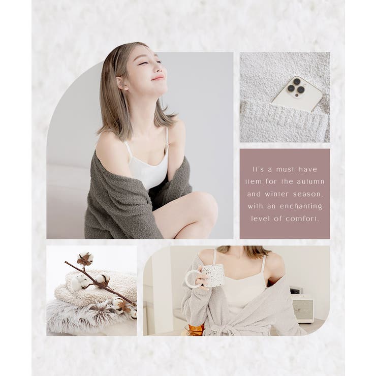 もこもこカーディガン 前開きロングカーディガン フード付きガウン | tu-hacci  | 詳細画像3 