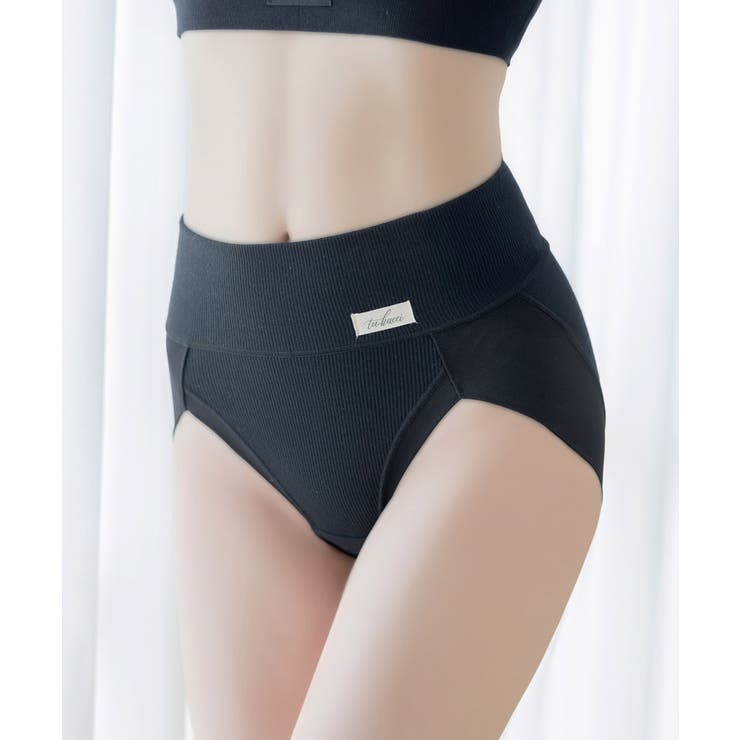 ブラック/ミドル丈 | リブストレッチ骨盤ガードルショーツ【ミドル丈】【ショーツ単品】【tu hacci… | tu-hacci 