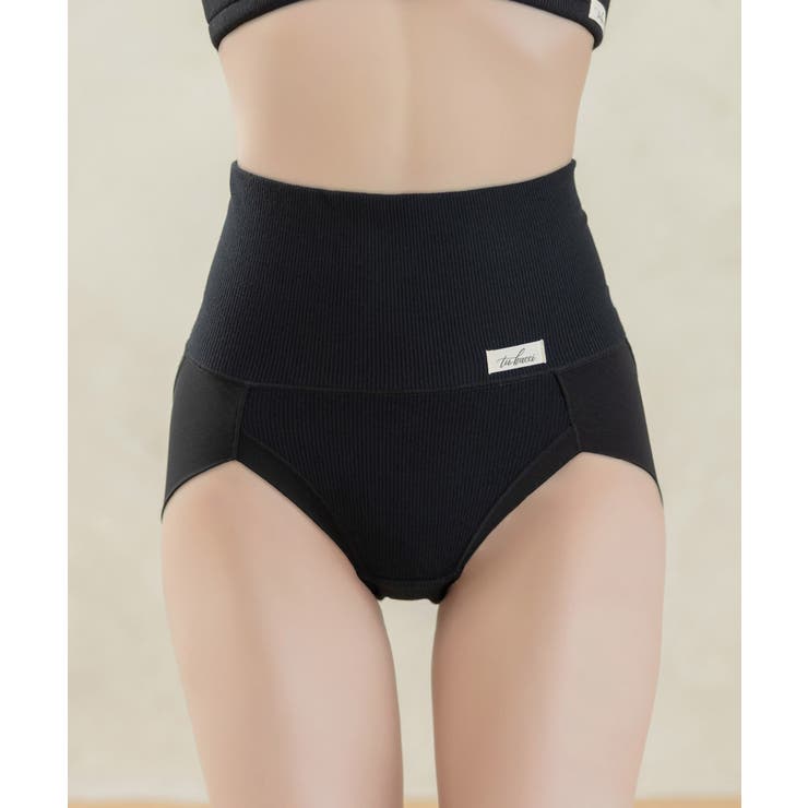 ブラック | リブストレッチ骨盤ガードルショーツ【ハイウエスト丈】【ショーツ単品】【tu ha… | tu-hacci 