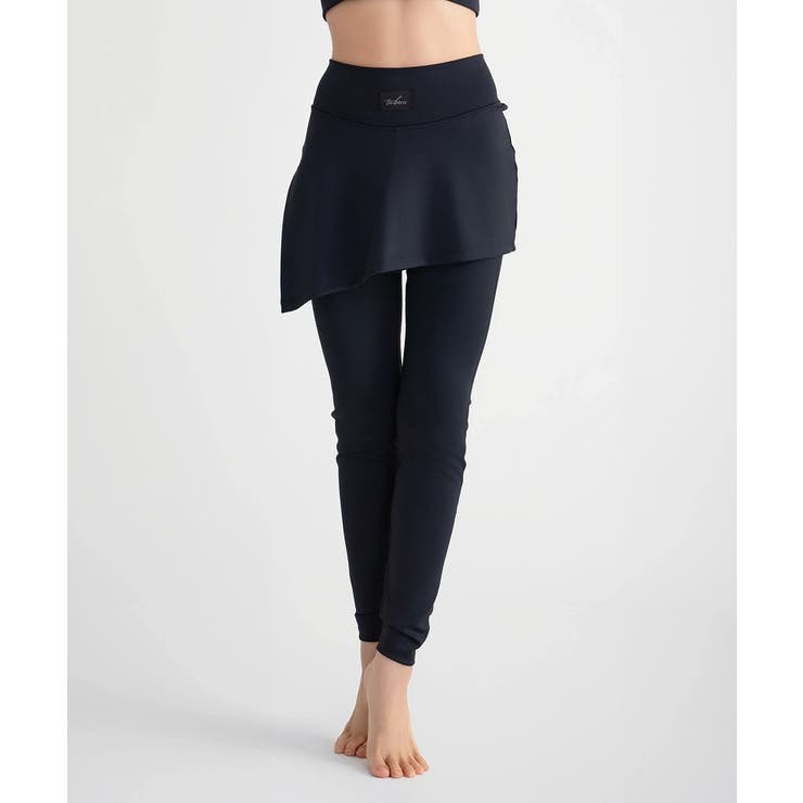 ブラック | 水陸両用 マルチフィットレギンス《スカート付きストレートType》 | tu-hacci 