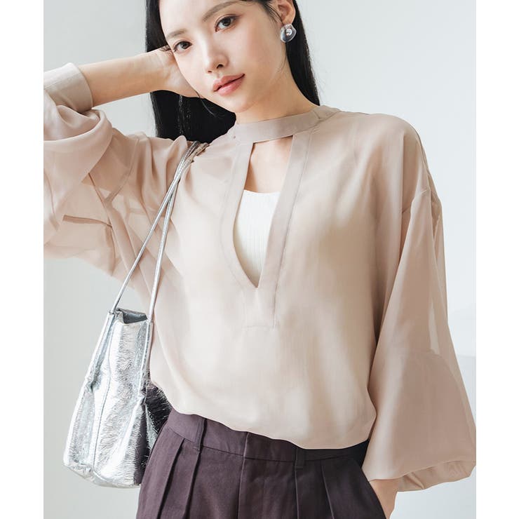 ベージュ | 接触冷感シアーブラウス | tu-hacci 