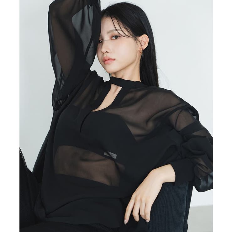 ブラック | 接触冷感シアーブラウス | tu-hacci 