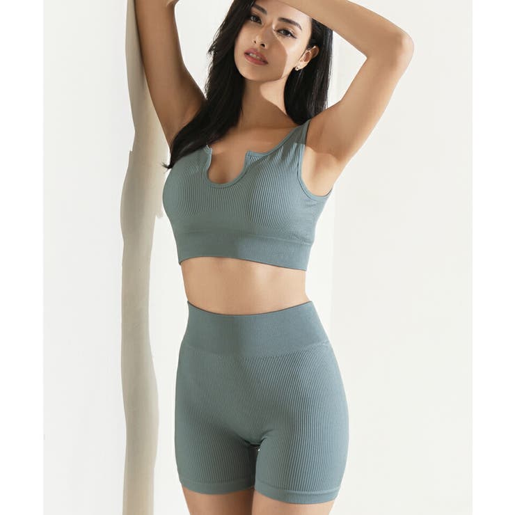 キーネックブラ&ショートパンツ スポブラ スポーツブラ[品番