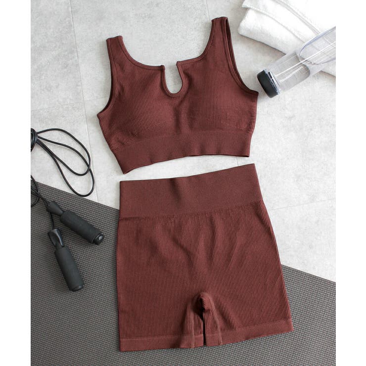 キーネックブラ&ショートパンツ スポブラ スポーツブラ | tu-hacci  | 詳細画像12 