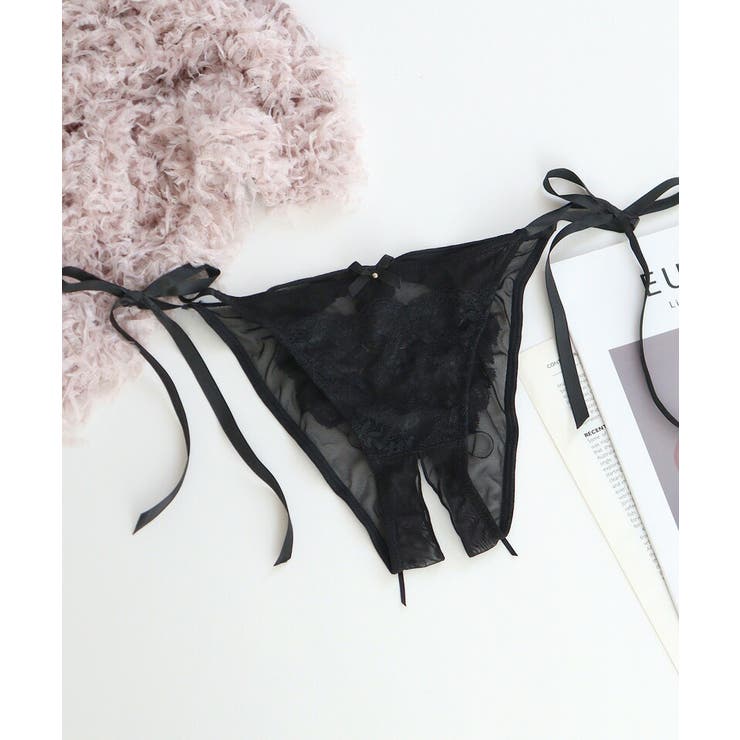 ハートバックオープンクロッチショーツ 2color ブラック[品番