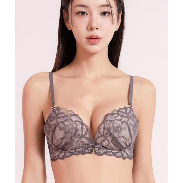 チャコールグレー | 《ぷにぷにブラ》リボンレースブラ | tu-hacci 