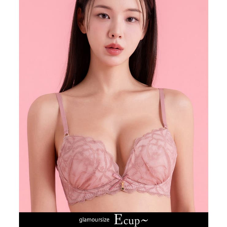 ピンク | 《ぷにぷにブラ》リボンレースブラ【グラマーサイズ】 | tu-hacci 