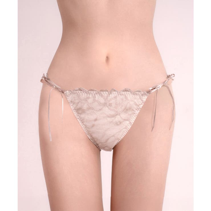 ピンクベージュ | 《ぷにぷにブラ》リボンレース レースバックショーツ | tu-hacci 