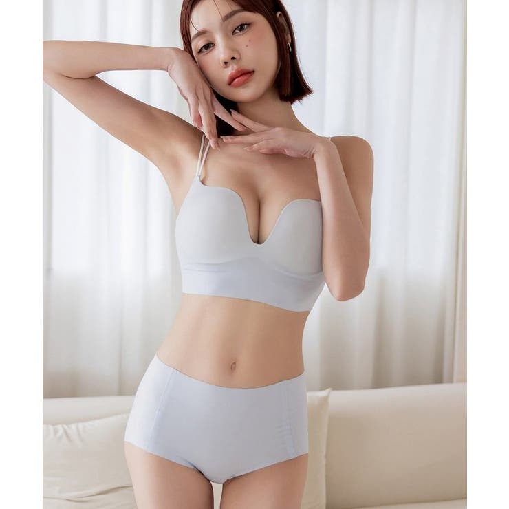 アイスブルー | ひびかないブラ MiSEL-ミセル- シームレス ノンワイヤーブラ＆ショーツ | tu-hacci 