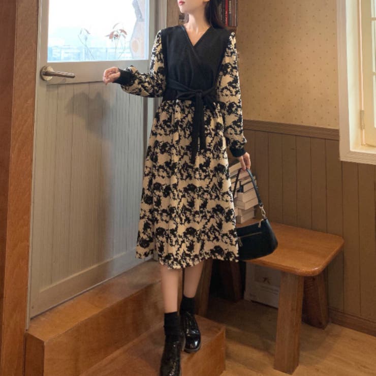 ワンピース ワンピ 長袖 レイヤード風 カジュアル レディース | TwoGates  | 詳細画像2 