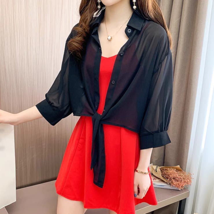 pois blouse tee ブラウスティー フロントタックバイカラーブラウス レディース トップス シャツ
