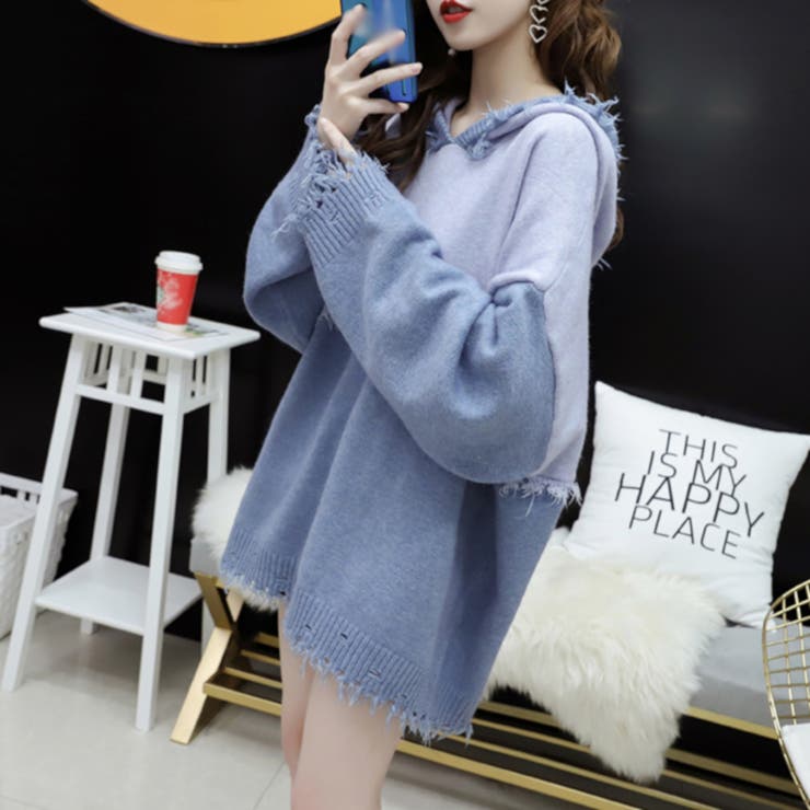 トップス パーカー 長袖 ニット フード付 レディース | TwoGates  | 詳細画像2 