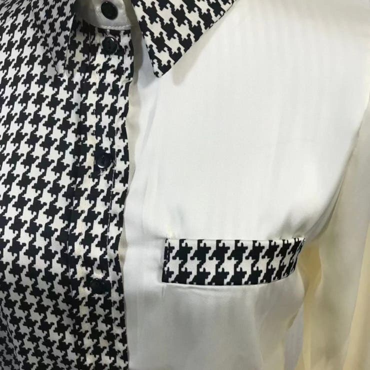 シャツ ブラウス 長袖 千鳥柄 トップス レディース[品番