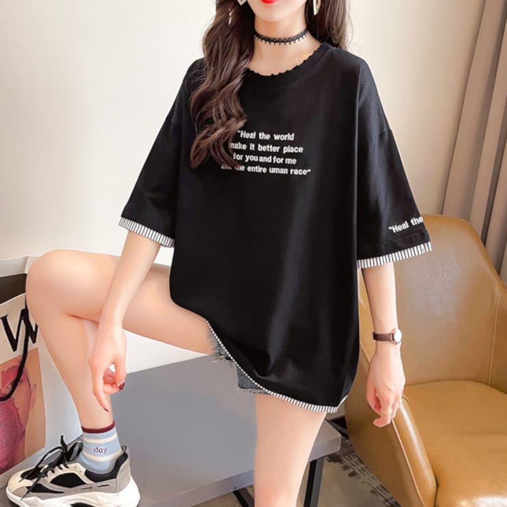 【超ポイントバック祭】 カットソー Tシャツ 半袖 トップス ビッグシルエット レディース トップス
