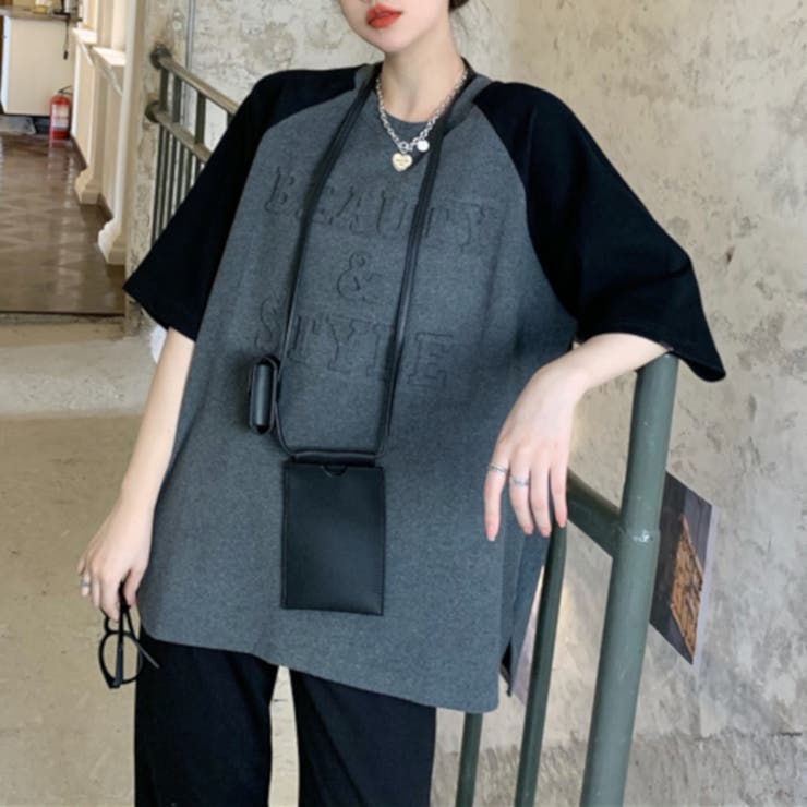 ダークグレー | カットソー Tシャツ 半袖 トップス ビッグシルエット レディース | TwoGates 