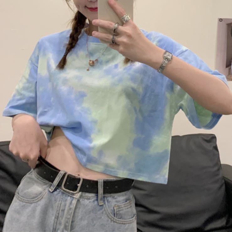 カットソー Tシャツ 半袖 ショート丈 トップス タイダイ柄 レディース