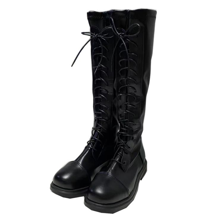 ロングブーツ LEATHER JANE BOOT 60 リゼクシー RESEXXY バレルシェイプドロングブーツ （ブラック