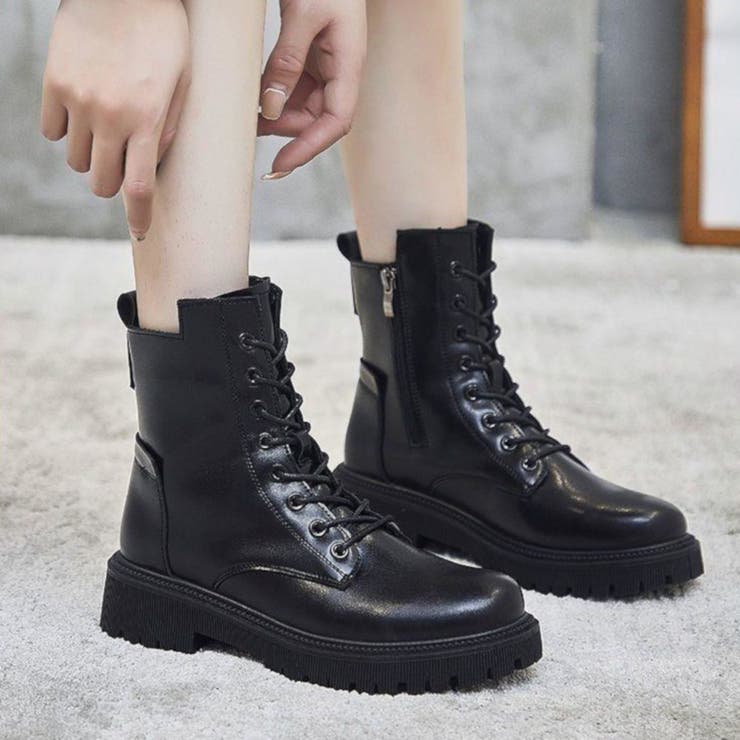 厚底ブーツ ショートブーツ 靴 シューズ レースアップ