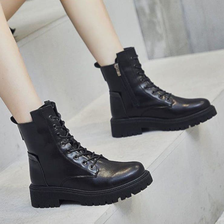 ブラック | 厚底ブーツ ショートブーツ 靴 シューズ レースアップ レディース | TwoGates 