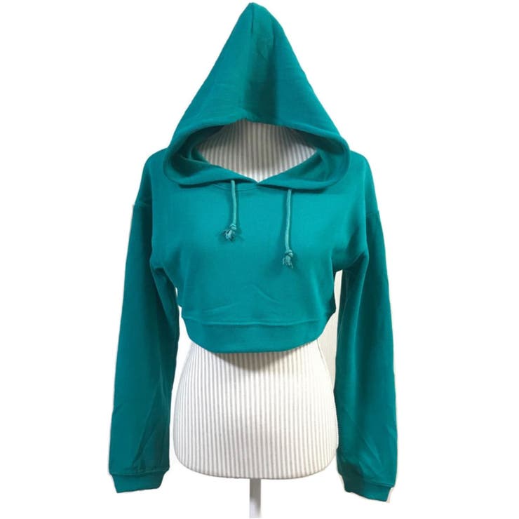 トップス ショート丈 パーカー 長袖 カジュアル フード付