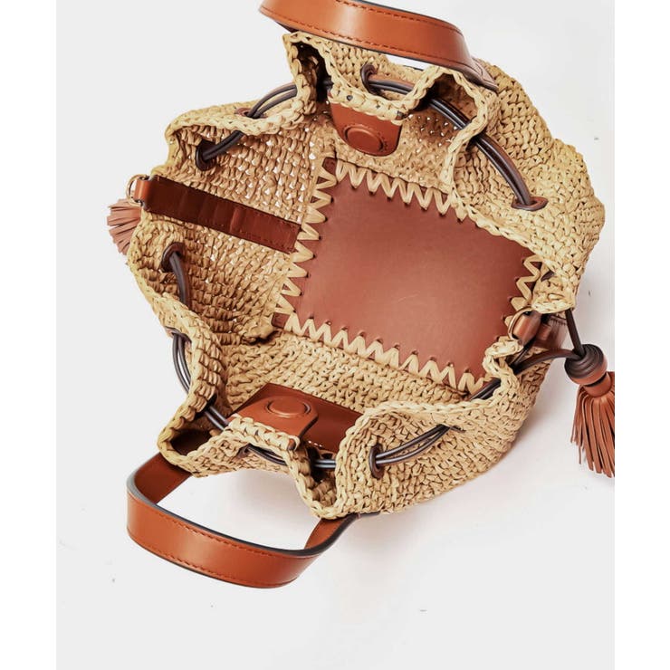 アニヤハインドマーチANYAHINDMARCH5050925163545ショルダーバッグレディースバッグミニショルダーかごバッグ斜め掛けラフィアレザードローストリングカジュアルロゴお出かけハンドバッグ2wayプレゼントお祝い肩掛けナチュラル
