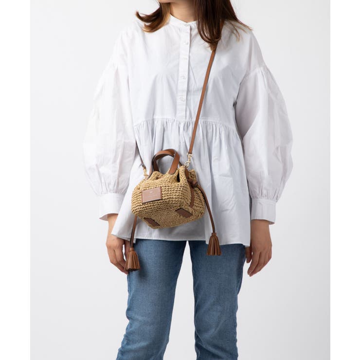 アニヤハインドマーチANYAHINDMARCH5050925163545ショルダーバッグレディースバッグミニショルダーかごバッグ斜め掛けラフィアレザードローストリングカジュアルロゴお出かけハンドバッグ2wayプレゼントお祝い肩掛けナチュラル