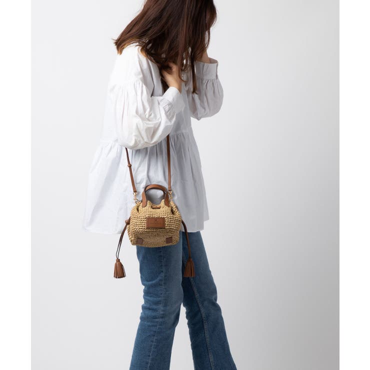 アニヤハインドマーチANYAHINDMARCH5050925163545ショルダーバッグレディースバッグミニショルダーかごバッグ斜め掛けラフィアレザードローストリングカジュアルロゴお出かけハンドバッグ2wayプレゼントお祝い肩掛けナチュラル