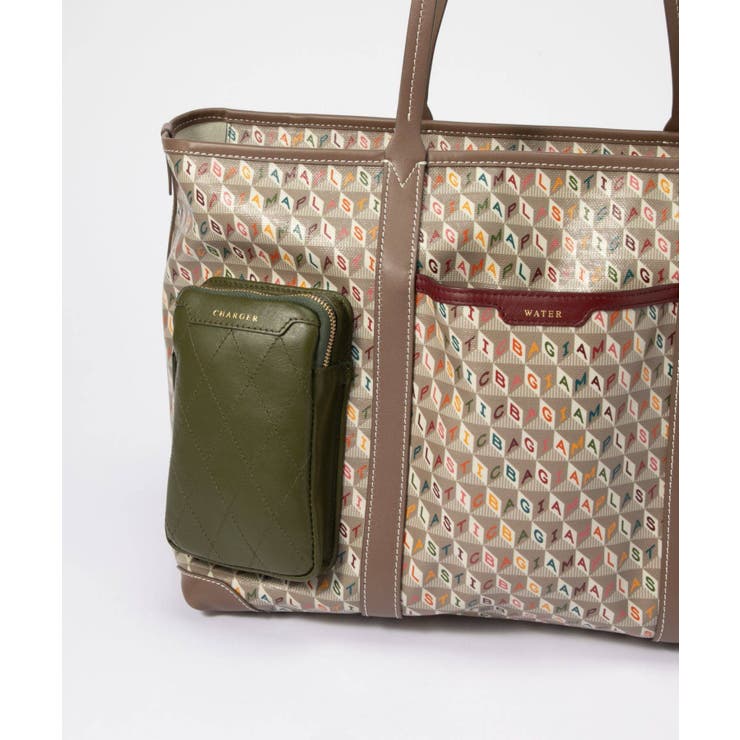 アニヤハインドマーチANYAHINDMARCH5050925169844トートバッグIamaPlasticBagInflightToteinRecycledCanvaswithSmoothEcoLeatherレディーストートインフライトレザープレゼントお出かけギフトアイアムアプラスチックバッグダークマルチ