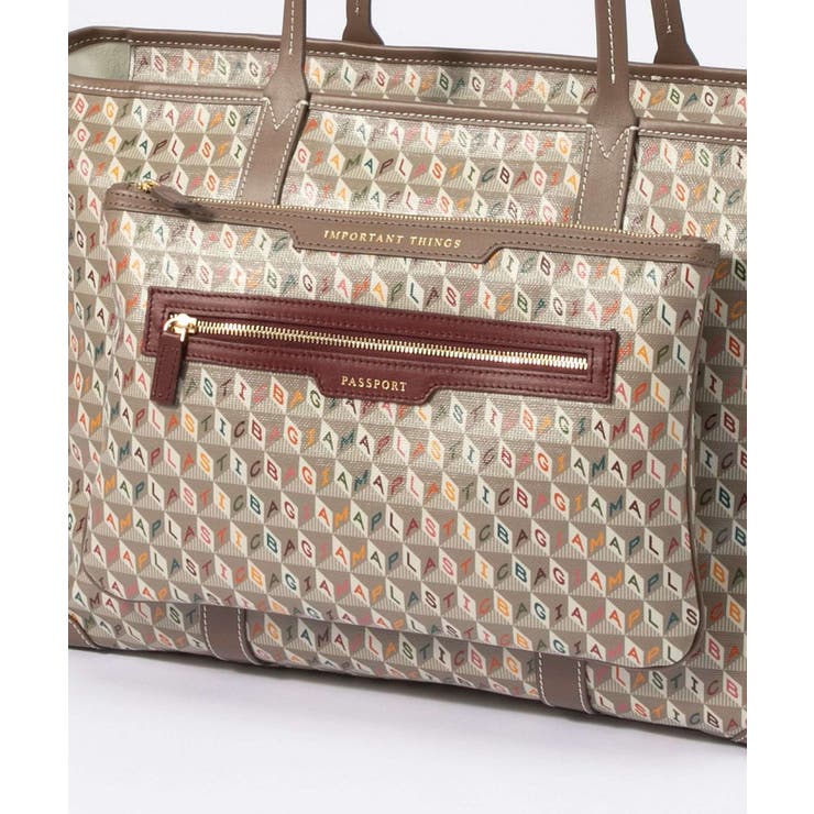 アニヤハインドマーチANYAHINDMARCH5050925169844トートバッグIamaPlasticBagInflightToteinRecycledCanvaswithSmoothEcoLeatherレディーストートインフライトレザープレゼントお出かけギフトアイアムアプラスチックバッグダークマルチ