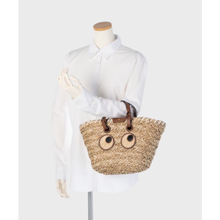 アニヤハインドマーチANYAHINDMARCH5050925155120ハンドバッグSmallPaperEyesBasketレディースバッグかごバッグかごナチュラル刺繍バケットバッグお出掛け旅行おしゃれプレゼントギフト贈り物シンプル誕生日記念お祝いサマーバッグナチュラル