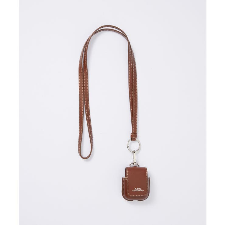 アーペーセーA.P.C.PXAWVM63423イヤホンケースレディースファッション小物イアフォンポーチレザーAirPodsエアーポッズ小物入れケースコンパクトロゴネックストラップ付きトラベルプレゼントギフト贈り物記念MAXAIRPODSCASEブラウンブラック