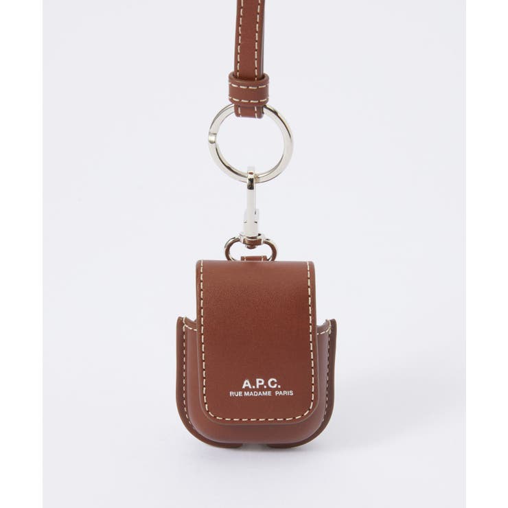 アーペーセーA.P.C.PXAWVM63423イヤホンケースレディースファッション小物イアフォンポーチレザーAirPodsエアーポッズ小物入れケースコンパクトロゴネックストラップ付きトラベルプレゼントギフト贈り物記念MAXAIRPODSCASEブラウンブラック